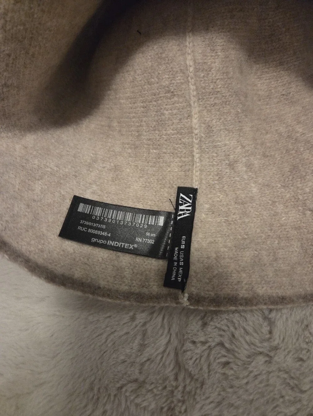 Zara Taupe Wool Blend Bucket Hat Neutral Gray Brown Minimalist Chic